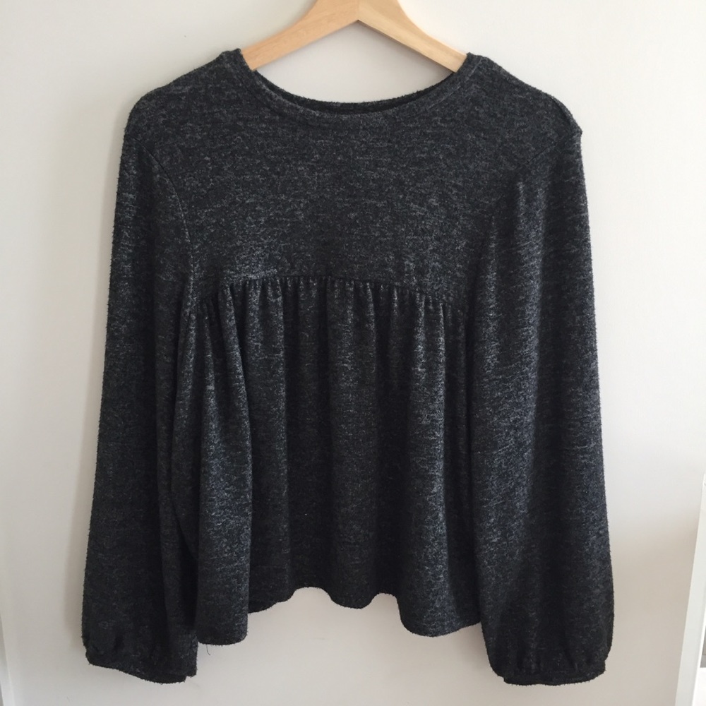 ZARA Long Sleeve Charcoal Top